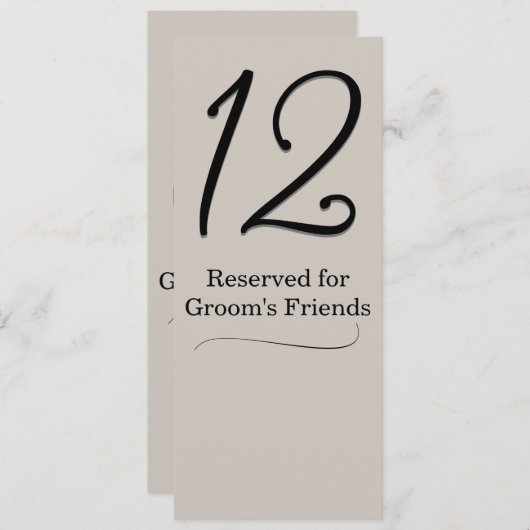 Taupe Bruiloft Receptie Tafelnummer (Voorkant / Achterkant)