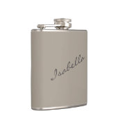 Taupe Bruin Elegante Script Naam Bruiloft Feest  Heupfles (Rechts)