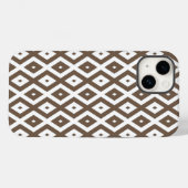 Taupe bruin en wit diamant patroon Case-Mate iPhone case (Achterkant (horizontaal))