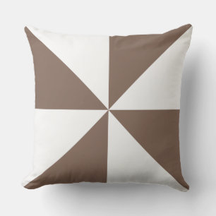 Taupe bruin en wit draaikolkpatroon kussen