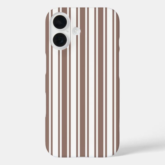 Taupe bruin en witte candy strepen Case-Mate iPhone case (Achterkant)