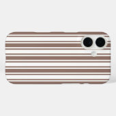 Taupe bruin en witte candy strepen Case-Mate iPhone case (Achterkant (horizontaal))