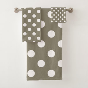 Taupe bruin en witte stippen bad handdoek