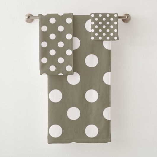 Taupe bruin en witte stippen bad handdoek (Insitu)