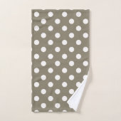 Taupe bruin en witte stippen bad handdoek (Handdoek)