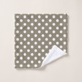 Taupe bruin en witte stippen bad handdoek (Wasdoekje)