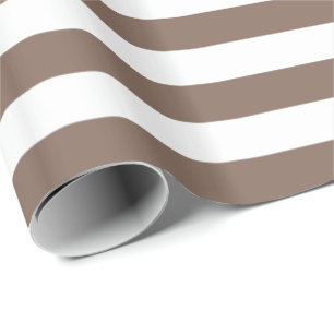 Taupe bruin en witte streep cadeaupapier
