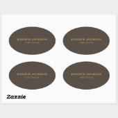 Taupe Bruin & Goud Kleur Professionele Moderne Pla Ovale Sticker (Vel)