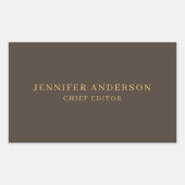 Taupe Bruin & Goud Kleur Professionele Moderne Pla Rechthoekige Sticker (Voorkant)