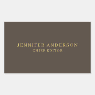 Taupe Bruin & Goud Kleur Professionele Moderne Pla Rechthoekige Sticker