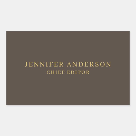 Taupe Bruin & Goud Kleur Professionele Moderne Pla Rechthoekige Sticker (Voorkant)
