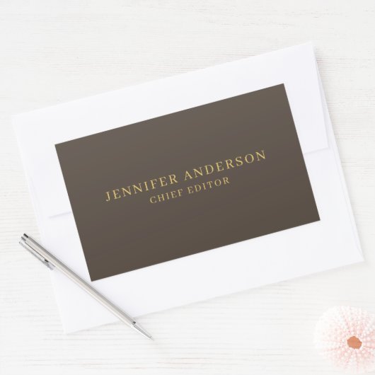 Taupe Bruin & Goud Kleur Professionele Moderne Pla Rechthoekige Sticker (Envelop)