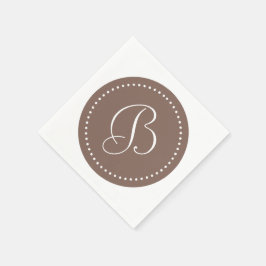 Taupe bruin/wit stip monogram servet
