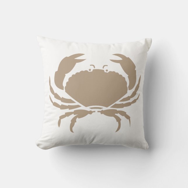 taupe bruine CRAB WITTE kussen (Voorkant)