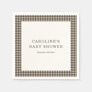 Taupe Bruine Gingham Schotlandse Ruit Custom Baby  Servet