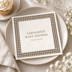 Taupe Bruine Gingham Schotlandse Ruit Custom Baby  Servet