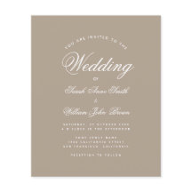 Taupe Budget Eenvoudige Kalligrafie Bruiloft Uitno