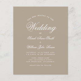 Taupe Budget Eenvoudige Kalligrafie Bruiloft Uitno