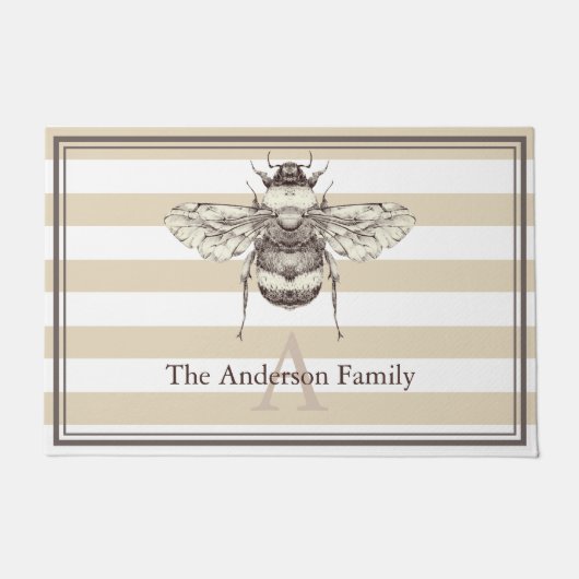 Taupe  Bumble Bee & Familienaam Deurmat (Voorkant)