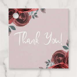 Taupe Burgundy Waterverf Rozen Greenery Wedding Bedankjes Labels