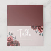 Taupe Burgundy Waterverf Rozen Greenery Wedding Plaatskaartje (Buitenkant ongevouwen)