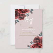 Taupe Burgundy Waterverf Rozen Greenery Wedding