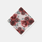 Taupe Burgundy Waterverf Rozen Greenery Wedding Servet (Hoek)