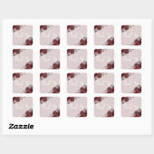 Taupe Burgundy Waterverf Rozen Greenery Wedding Vierkante Sticker (Vel)
