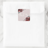Taupe Burgundy Waterverf Rozen Greenery Wedding Vierkante Sticker (Tas)