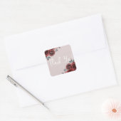 Taupe Burgundy Waterverf Rozen Greenery Wedding Vierkante Sticker (Envelop)