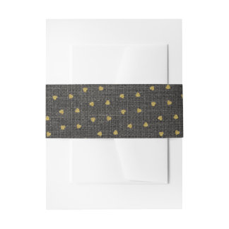 Taupe Burlap & Cute Gold Hearts Rustic Farmhouse Uitnodigingen Wikkel