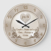 Taupe, champagne ivoor, bruiloft wandklok (Voorkant)