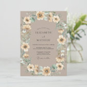 Taupe Champagne Krans Bruiloft Kaart (Staand voorkant)