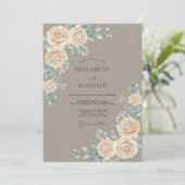Taupe Champagne Roze Bruiloft Kaart (Staand voorkant)