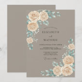 Taupe Champagne Roze Bruiloft Kaart (Voorkant / Achterkant)