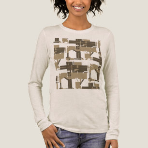 Taupe Charcoal Grey Gebroken wit Geometrische MCM  Tri-Blend Shirt