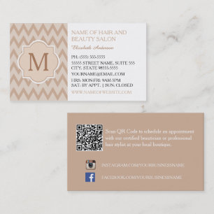 Taupe Chevron Hair Beauty Salon Visitekaartje