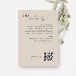 Taupe | Chic Minimal Wedding QR-code Informatiekaartje