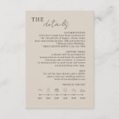 Taupe | Chic Minimalistische Wedding Details Picto Informatiekaartje (Voorkant)