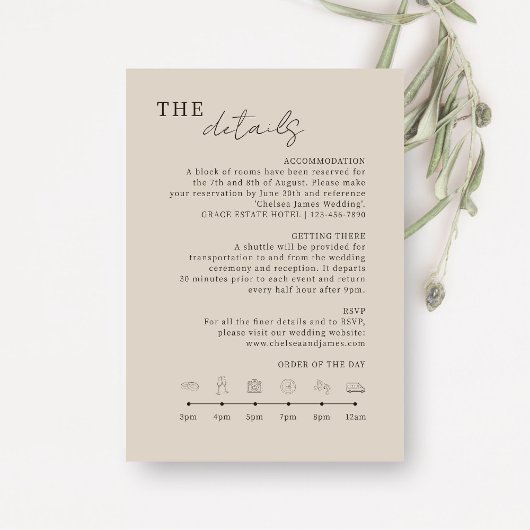 Taupe | Chic Minimalistische Wedding Details Picto Informatiekaartje