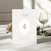 Taupe | Chic Ovaal Script Trouwtafelkaart Nummer Kaart