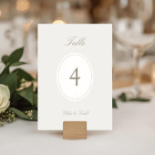 Taupe | Chic Ovaal Script Trouwtafelkaart Nummer Kaart