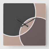 Taupe Circles Vierkante Klok (Voorkant)