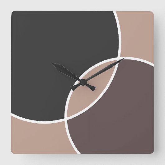 Taupe Circles Vierkante Klok (Voorkant)