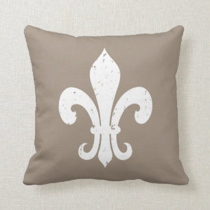Taupe color fleur DE lis werpt hoofdkussen Kussen
