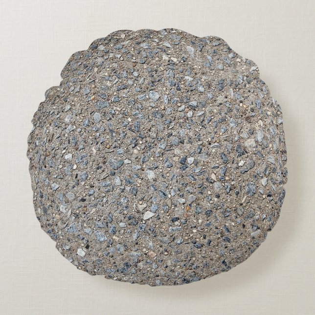 Taupe Concrete Cement Blue Aggregate Sidewalk Rond Kussen (Voorkant)