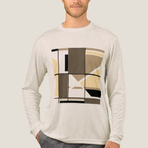 Taupe Cream Brown MCM Look Geometrisch Abstract Tri-Blend Shirt