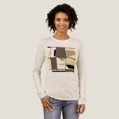 Taupe Cream Brown MCM Look Geometrisch Abstract Tri-Blend Shirt (Voorkant)