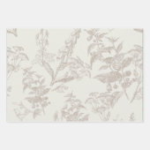 Taupe & Cream Tonal Poison Flower Line Art Inpakpapier Vel (Voorkant 2)