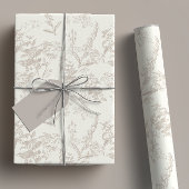 Taupe & Cream Tonal Wildflower Line Art Inpakpapier Vel